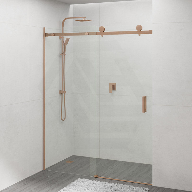 1180-2000x2000mm Wall to Wall Sliding Shower Screen Frameless Variant Colour Stainless Steel Square Handle 10mm Glass