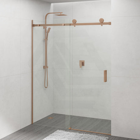 1180-2000x2000mm Wall to Wall Sliding Shower Screen Frameless Variant Colour Stainless Steel Square Handle 10mm Glass