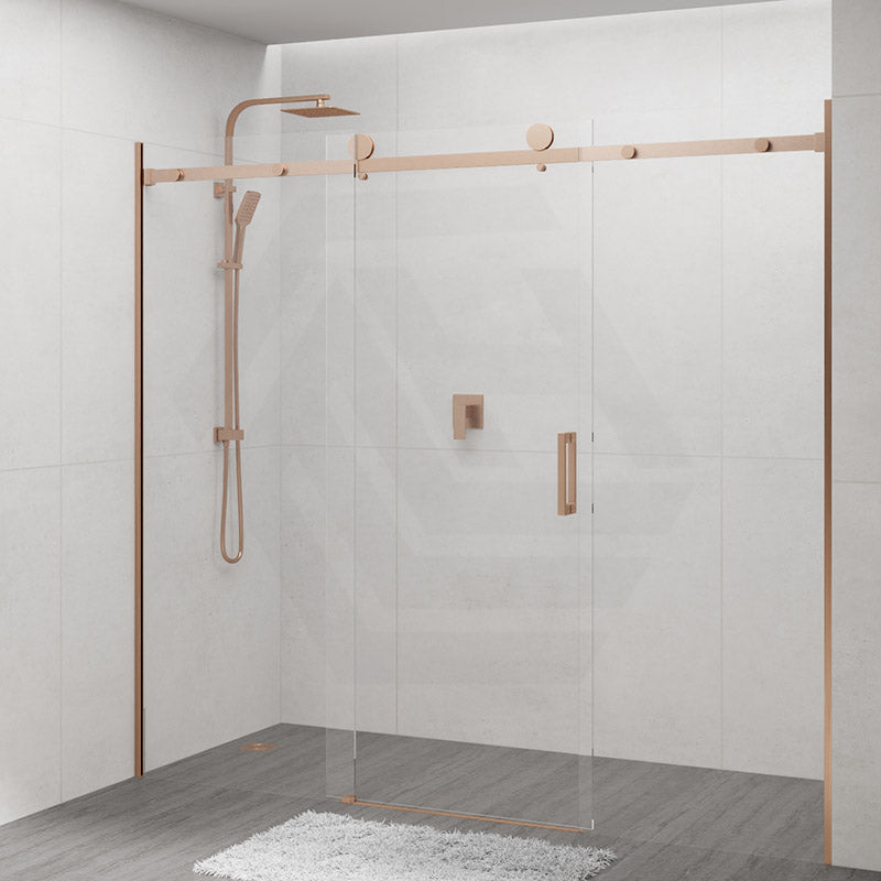 1400-2530x2000mm Shower Screen Wall to Wall Sliding Door Variant Colour Stainless Steel Frameless 3 Panels