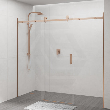 1400-2530x2000mm Shower Screen Wall to Wall Sliding Door Variant Colour Stainless Steel Frameless 3 Panels