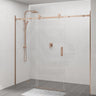 1400-2530x2000mm Shower Screen Wall to Wall Sliding Door Variant Colour Stainless Steel Frameless 3 Panels