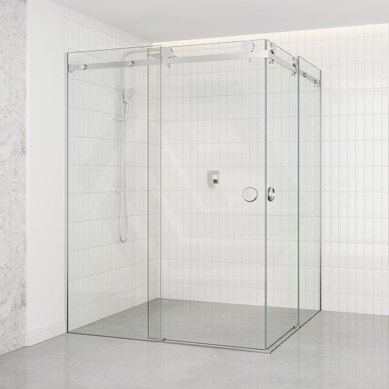 870-1450Mm Shower Screen Chrome Frameless Double Sliding 10Mm Glass 2000Mm Height Screens