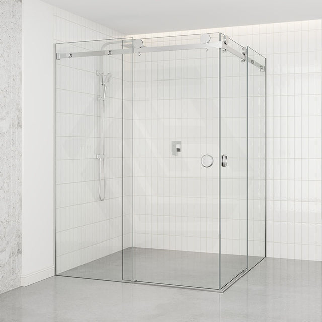 870-1450Mm Shower Screen Chrome Frameless Double Sliding 10Mm Glass 2000Mm Height Screens
