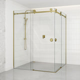G#1(Gold) 870-1450Mm Shower Screen Brushed Gold Frameless Double Sliding 10Mm Glass 2000Mm Height