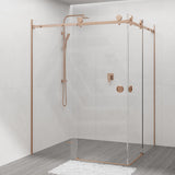 870-1450mm Shower Screen Brushed Bronze Frameless Double Sliding 10mm Glass 2000mm Height