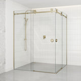 G#9(Gold) 870-1450mm Shower Screen Light Gold Frameless Double Sliding 10mm Glass 2000mm Height
