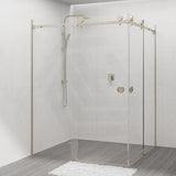 G#9(Gold) 870-1450mm Shower Screen Light Gold Frameless Double Sliding 10mm Glass 2000mm Height