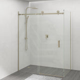 G#9(Gold) 1180-2000x2000mm Sliding Shower Screen L Shape Frameless Light Gold Square Handle 10mm Glass