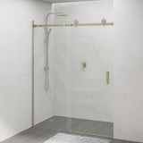 1180-2000x2000mm Wall to Wall Sliding Shower Screen Frameless Variant Colour Stainless Steel Square Handle 10mm Glass