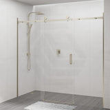 1400-2530x2000mm Shower Screen Wall to Wall Sliding Door Variant Colour Stainless Steel Frameless 3 Panels