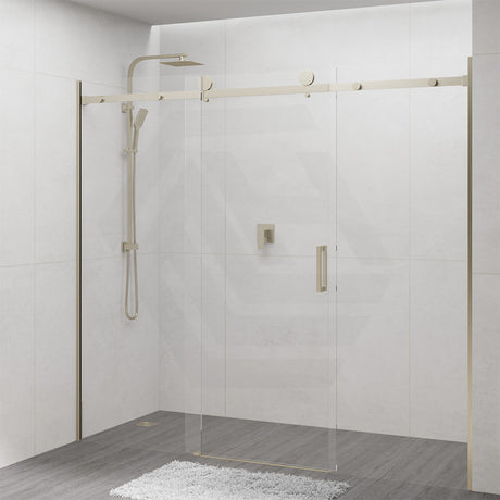1400-2530x2000mm Shower Screen Wall to Wall Sliding Door Variant Colour Stainless Steel Frameless 3 Panels