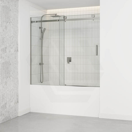 1450-1800x1600mm Bathtub Sliding Shower Screen Wall to Wall Frameless Square Handle Variant Colour