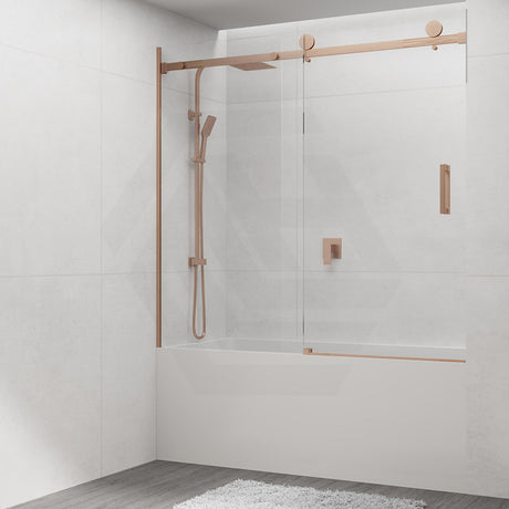 1450-1800x1600mm Bathtub Sliding Shower Screen Wall to Wall Frameless Square Handle Variant Colour