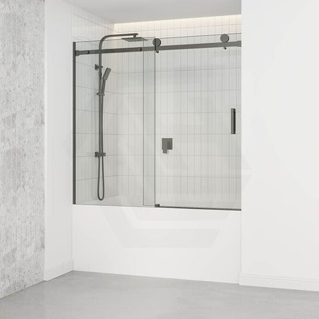 1450-1800x1600mm Bathtub Sliding Shower Screen Wall to Wall Frameless Square Handle Variant Colour
