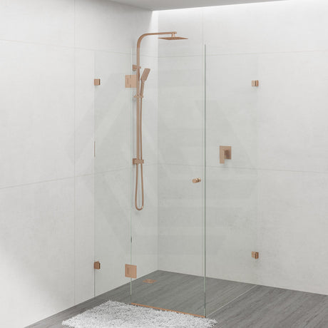 500-1400mm L Shape Frameless Shower Screen Hinge Door Fixed Panel Variant Colour Fittings 10mm Glass