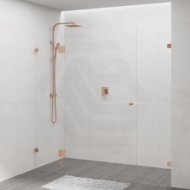 1090-2600mm 3 Panels Wall to Wall Shower Screen Frameless 10mm Glass Brushed Bronze Fittings