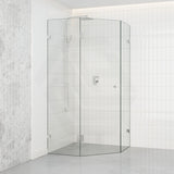 Tempered Glass Frameless Shower Screen Diamond Shape Pivot Door Chrome