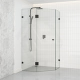 Tempered Glass Frameless Shower Screen Diamond Shape Pivot Door Black