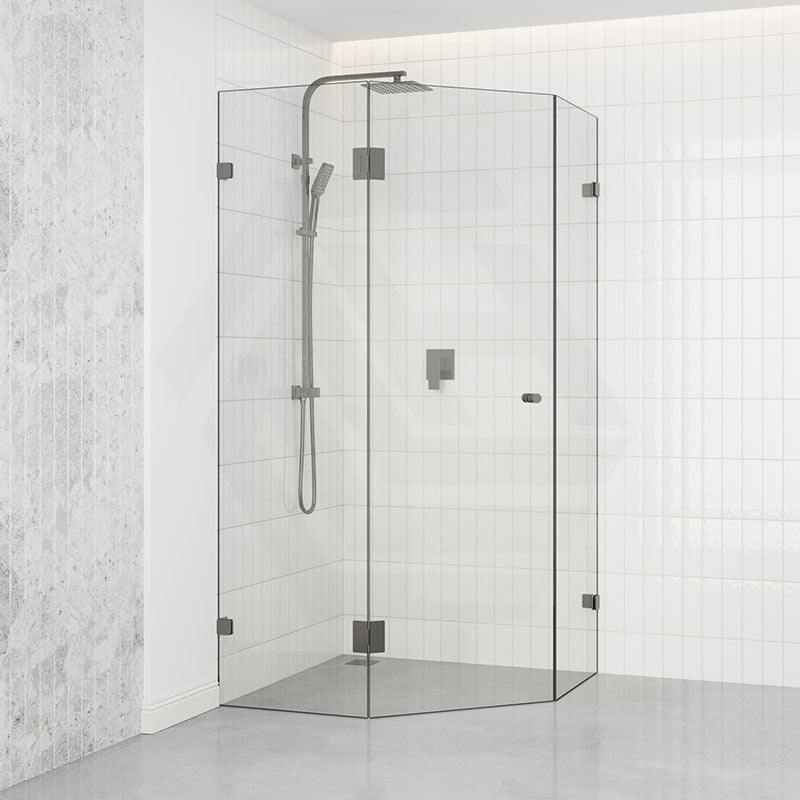 M#1(Gunmetal Grey) 800~1150mm Diamond Shape Shower Screen Pivot Door Gunmetal Grey Frameless 10mm Glass 2000mm Height