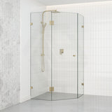 G#2(Gold) 800~1150Mm Diamond Shape Shower Screen Pivot Door Light Brushed Gold Frameless 10Mm Glass