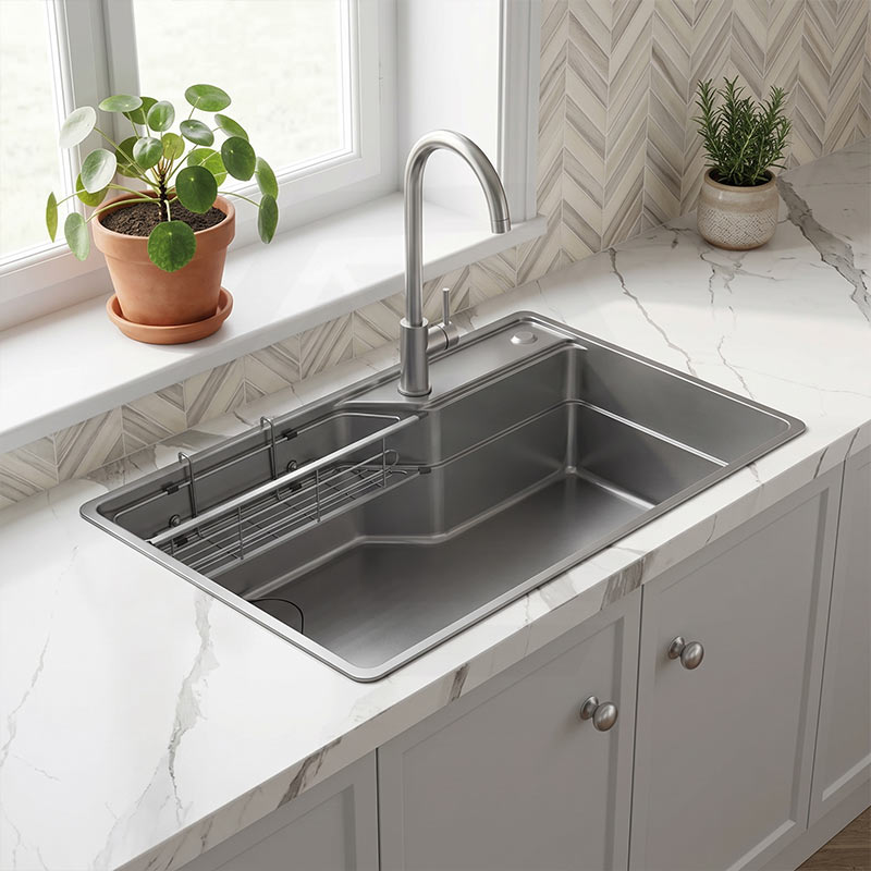 750x490x240mm Yasumi Japanese Style 1.2mm Thick Stainless Steel Single Bowl Kitchen Sink Top/Flush/Under Mount