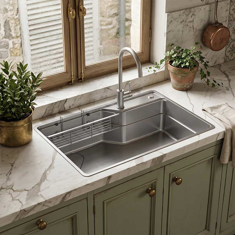 750x490x240mm Yasumi Japanese Style 1.2mm Thick Stainless Steel Single Bowl Kitchen Sink Top/Flush/Under Mount