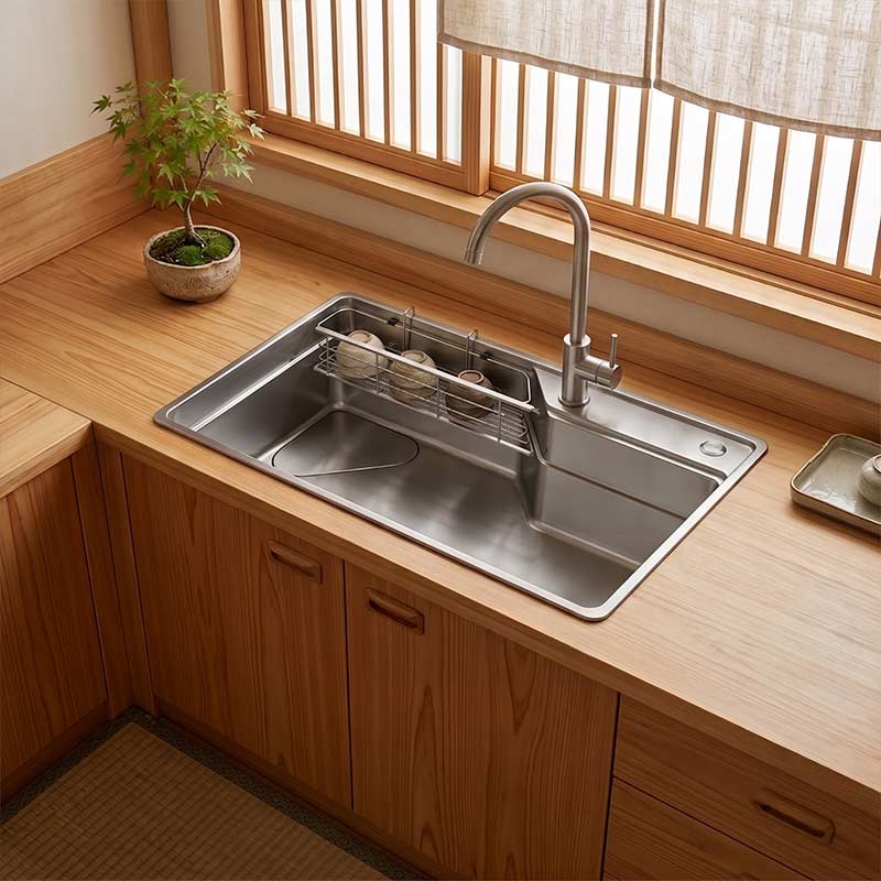 750x490x240mm Yasumi Japanese Style 1.2mm Thick Stainless Steel Single Bowl Kitchen Sink Top/Flush/Under Mount