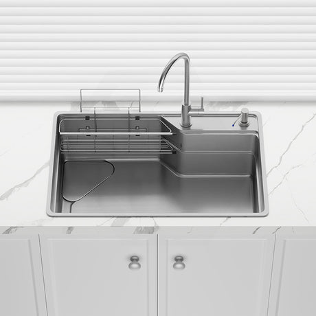 Yasumi 750x490x240mm Japanese Style 1.2mm Thick Stainless Steel Single Bowl Kitchen Sink Top/Flush/Undermount