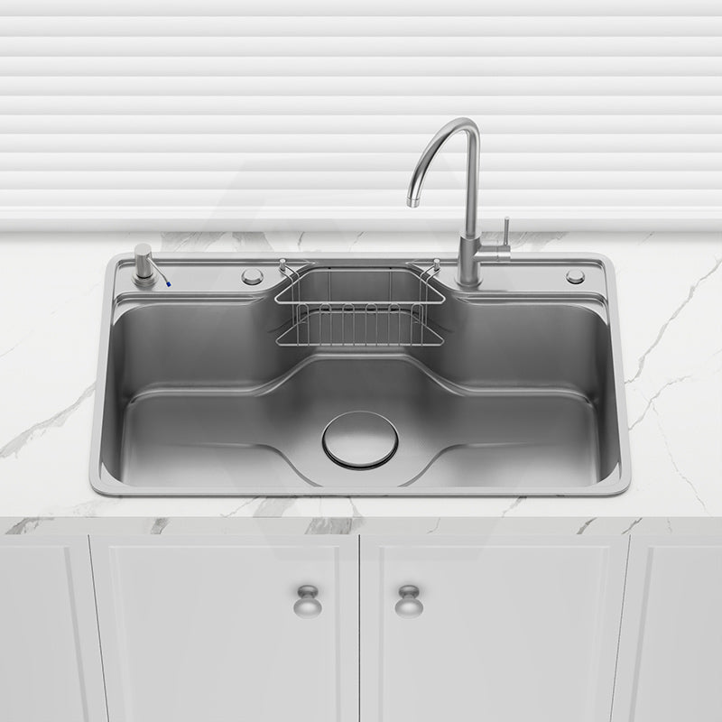 Yasumi 802x503x220mm Japanese Style Single Bowl Kitchen Sink Top/Flush/Undermount 1mm Thick Stainless Steel