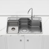 Yasumi 802x503x220mm Japanese Style Single Bowl Kitchen Sink Top/Flush/Undermount 1mm Thick Stainless Steel