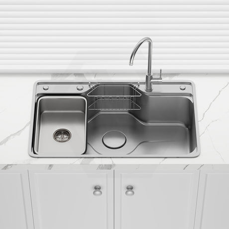 Yasumi 802x503x220mm Japanese Style Single Bowl Kitchen Sink Top/Flush/Undermount 1mm Thick Stainless Steel