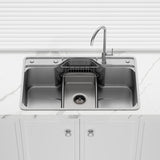 Yasumi 802x503x220mm Japanese Style Single Bowl Kitchen Sink Top/Flush/Undermount 1mm Thick Stainless Steel