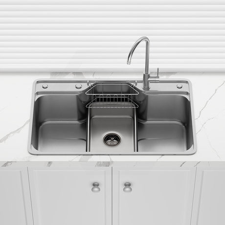 Yasumi 802x503x220mm Japanese Style Single Bowl Kitchen Sink Top/Flush/Undermount 1mm Thick Stainless Steel