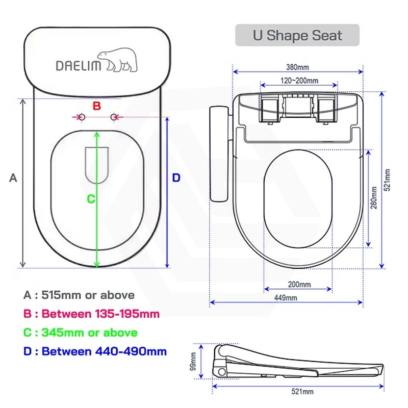 DAELIMBATH Ultra Slim Electronic Smart Bidet Toilet Seat with Remote Control Round / Elongated / D Shape Seats Available - Gloss White