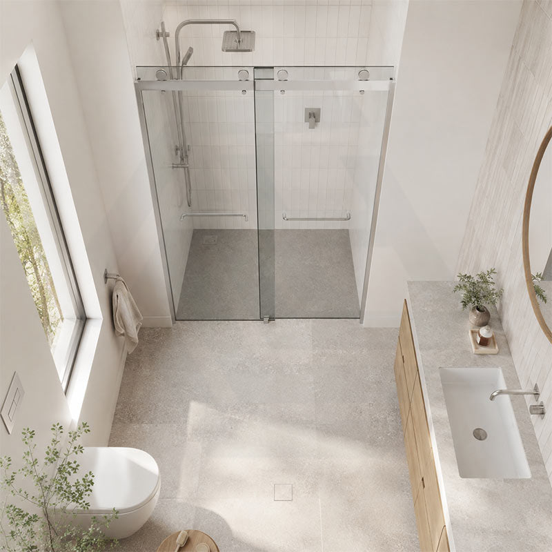 Frameless Double Sliding Door By-Pass Shower Screen 10mm Glass 1180-1800x2000mm - Chrome/Matt Black Fittings