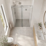 Frameless Double Sliding Door By-Pass Shower Screen 10mm Glass 1180-1800x2000mm - Chrome/Matt Black Fittings