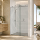 Frameless Double Sliding Door By-Pass Shower Screen 10mm Glass 1180-1800x2000mm - Chrome/Matt Black Fittings