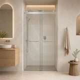 Frameless Double Sliding Door By-Pass Shower Screen 10mm Glass 1180-1800x2000mm - Chrome/Matt Black Fittings