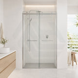 Frameless Double Sliding Door By-Pass Shower Screen 10mm Glass 1180-1800x2000mm - Chrome/Matt Black Fittings