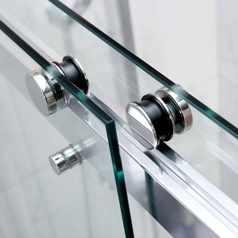 Frameless Double Sliding Door By-Pass Shower Screen 10mm Glass 1180-1800x2000mm - Chrome/Matt Black Fittings