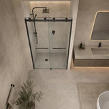 Frameless Double Sliding Door By-Pass Shower Screen 10mm Glass 1180-1800x2000mm - Chrome/Matt Black Fittings