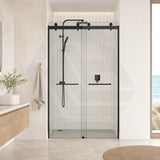 Frameless Double Sliding Door By-Pass Shower Screen 10mm Glass 1180-1800x2000mm - Chrome/Matt Black Fittings