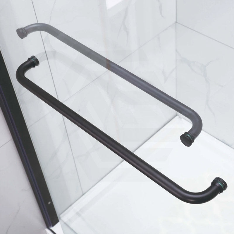 Frameless Double Sliding Door By-Pass Shower Screen 10mm Glass 1180-1800x2000mm - Chrome/Matt Black Fittings