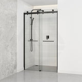 Frameless Double Sliding Door By-Pass Shower Screen 10mm Glass 1180-1800x2000mm - Chrome/Matt Black Fittings