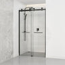 Frameless Double Sliding Door By-Pass Shower Screen 10mm Glass 1180-1800x2000mm - Chrome/Matt Black Fittings