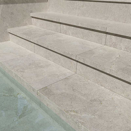 Anthology Ash Stone Look External Bullnose Drop Edge 400x600mm