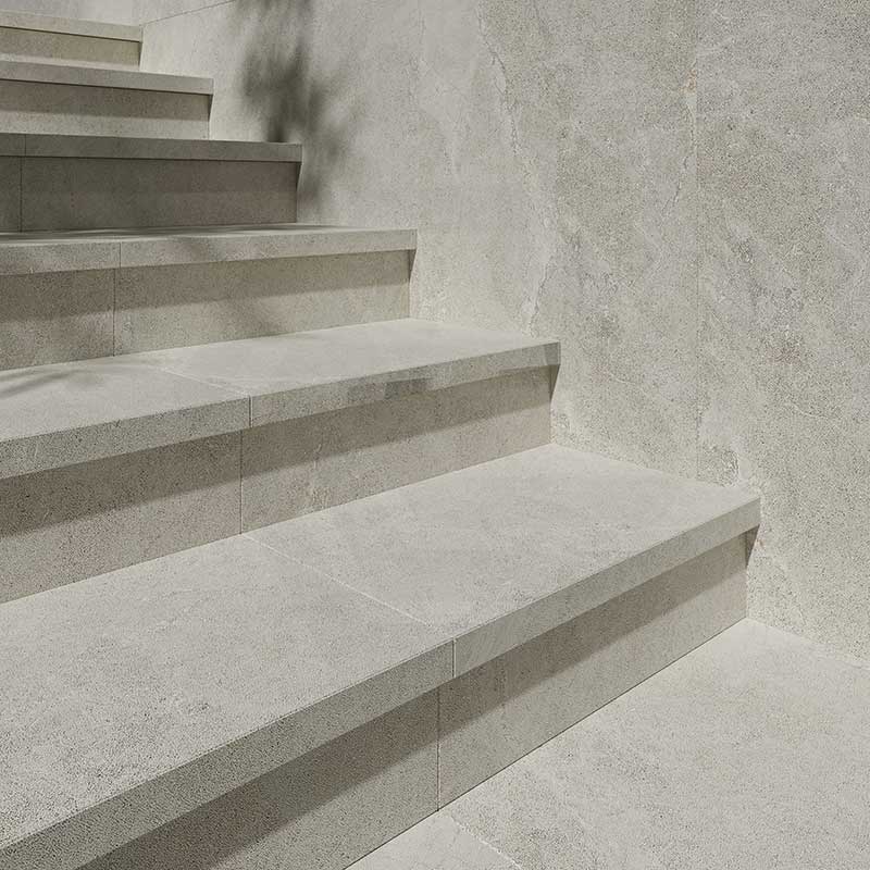 Anthology Crema Stone Look External Bullnose Drop Edge 400x600mm