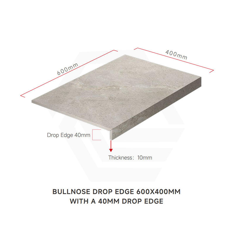 Anthology Crema Stone Look External Bullnose Drop Edge 400x600mm