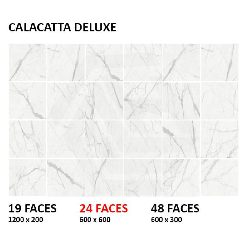 Calacatta Deluxe Honed Marble Look Super White 300/600/1200 Tile