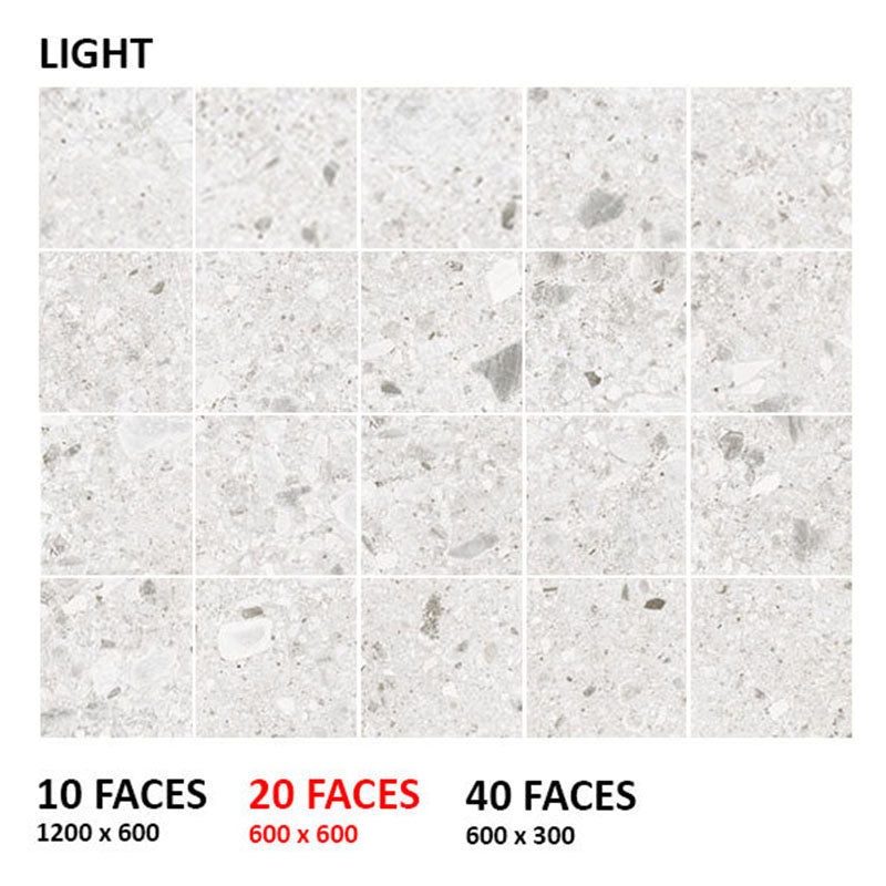 Ceppo Stone Terrazzo Look Surface Tec Light Grey 300/600/1200mm Tile